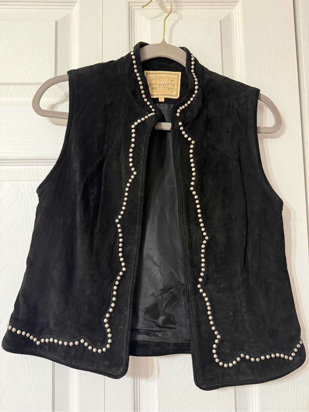 Double D Ranch Black Suede Stud-Trim Vest
